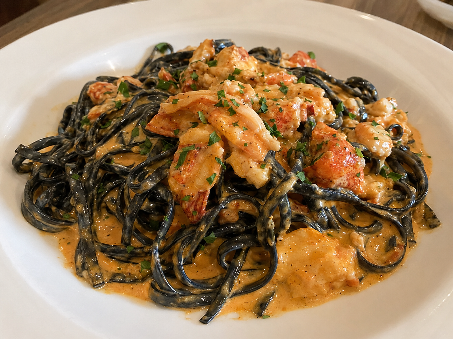 Black Ink Pasta w/ Lobster Bisque