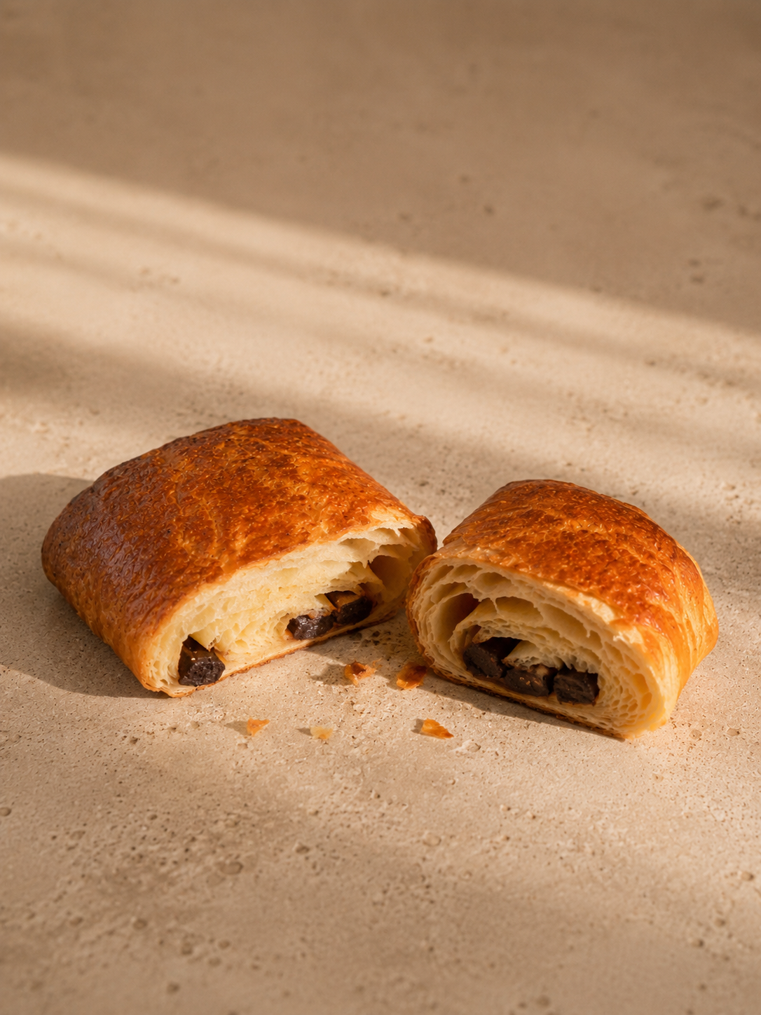 Pain au Chocolat cut open by Michael Dubois Bakery