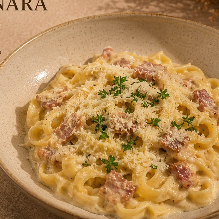 Creamy Carbonara Keto Pasta by Michael Dubois Bakery